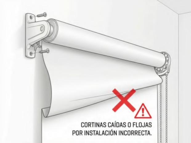 Cortina caída por instalación incorrecta
